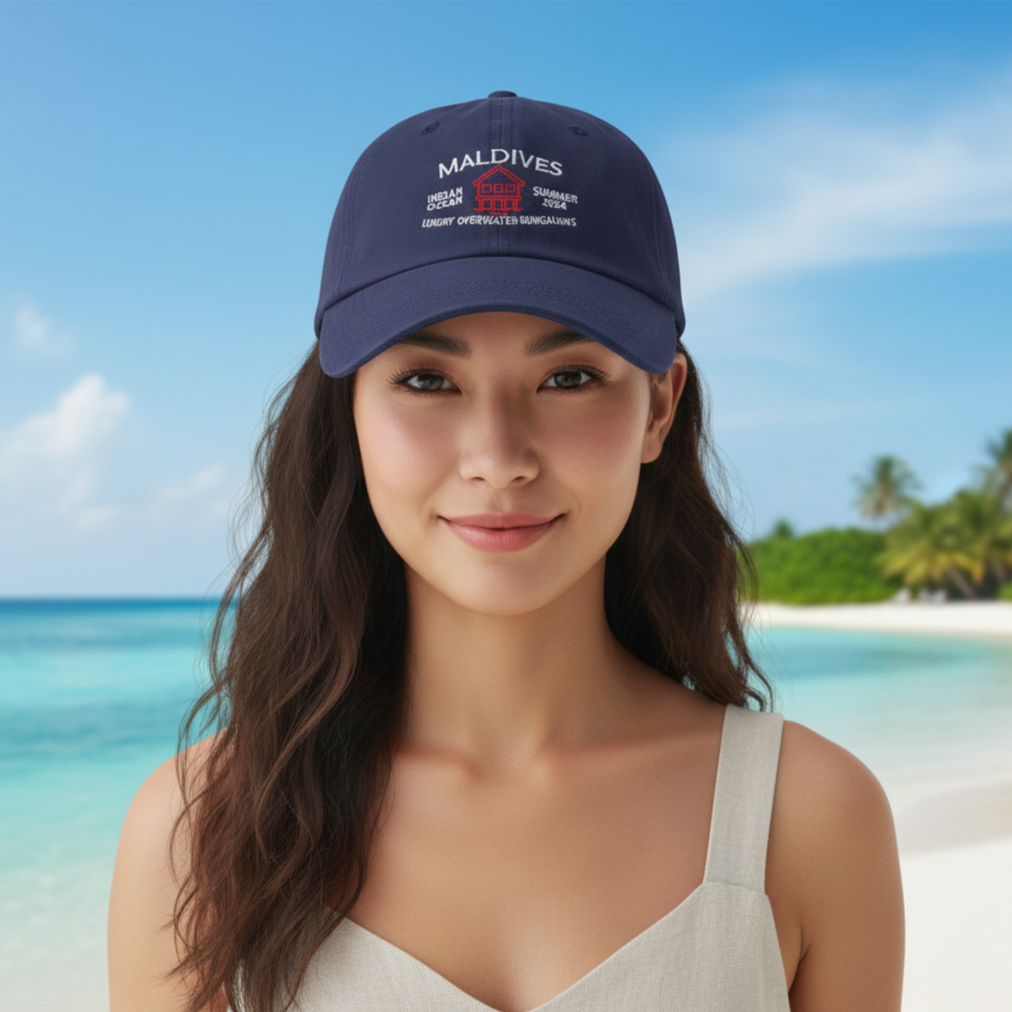 Maldives Souvenir Daddy Cap (Navy Blue)