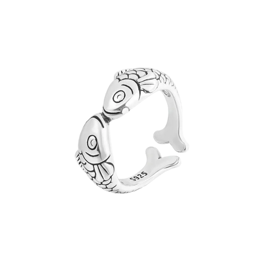 Handmade New Trendy 925 Sterling Silver Fish Thai Silver Open Rings For Women Girl Jewelry Anti-Allergy XR284