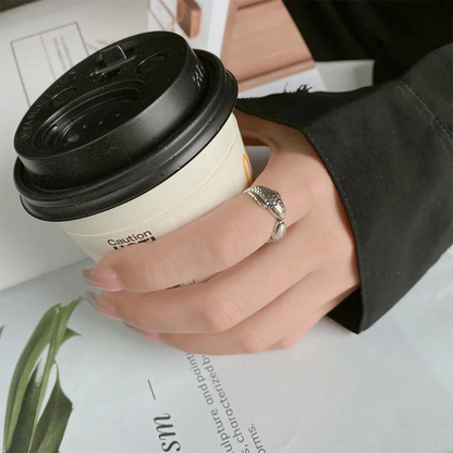 Handmade New Trendy 925 Sterling Silver Fish Thai Silver Open Rings For Women Girl Jewelry Anti-Allergy XR284