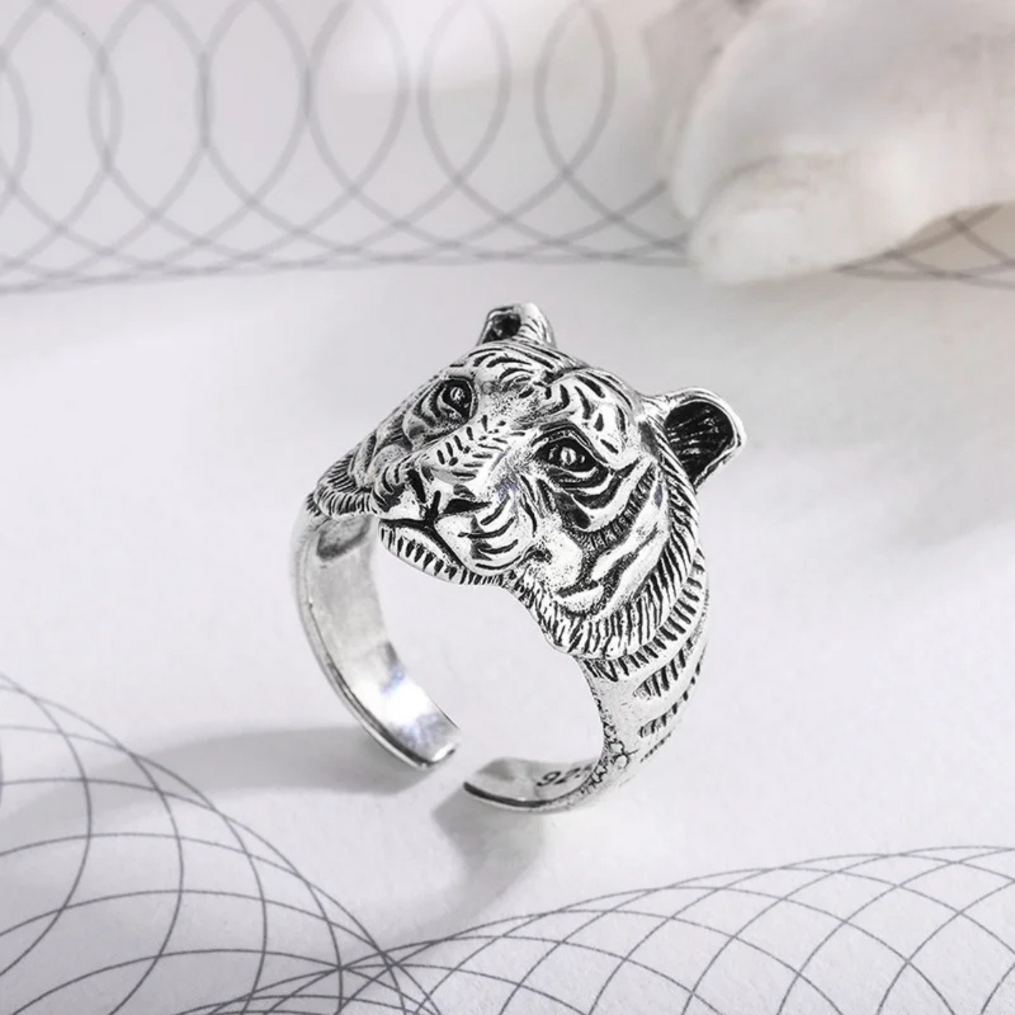 925 Sterling Silver Adjustable Rings For Women Tiger Luxury Fine Jewelry Aesthetic Vintage Accessories Jewellery Argent 925