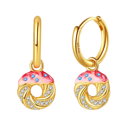 Earrings 925 Silver Original Sunflower Doughnut Strawberry Flower Cherry Earrings Jewelry Women Anniversary Gift