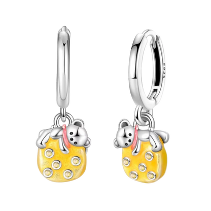 Earrings 925 Silver Original Sunflower Doughnut Strawberry Flower Cherry Earrings Jewelry Women Anniversary Gift