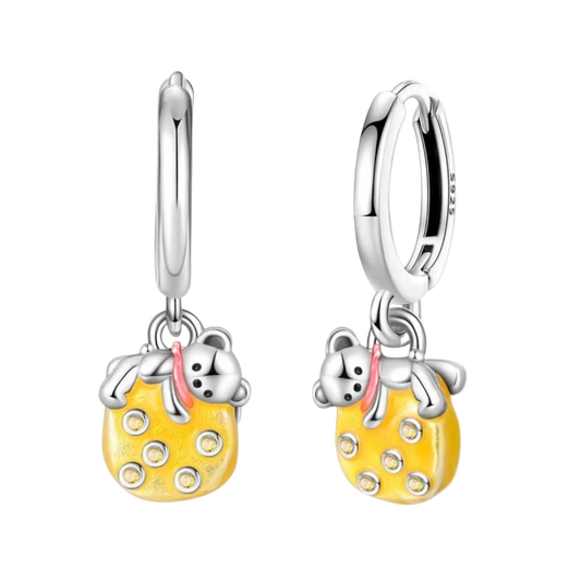 Earrings 925 Silver Original Sunflower Doughnut Strawberry Flower Cherry Earrings Jewelry Women Anniversary Gift