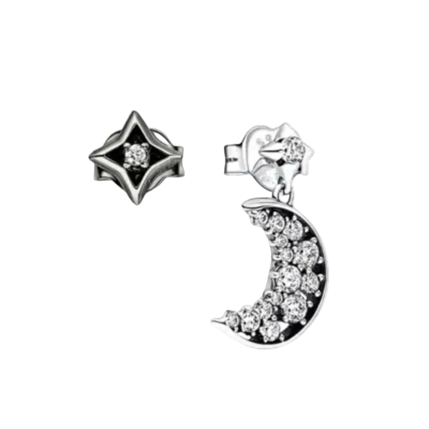 European 925 Silver Star Moon, Butterfly, Red Green Square Earrings, Suitable for Women's Festival Exquisite Charm Jewelry Gifts