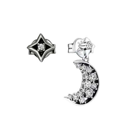 European 925 Silver Star Moon, Butterfly, Red Green Square Earrings, Suitable for Women's Festival Exquisite Charm Jewelry Gifts