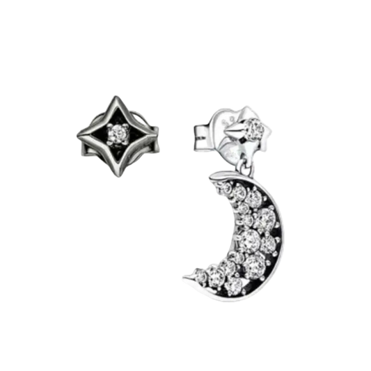 European 925 Silver Star Moon, Butterfly, Red Green Square Earrings, Suitable for Women's Festival Exquisite Charm Jewelry Gifts