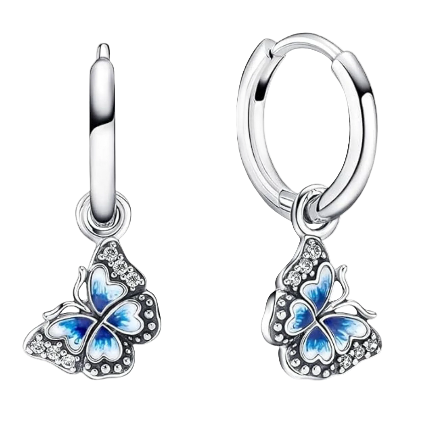 European 925 Silver Star Moon, Butterfly, Red Green Square Earrings, Suitable for Women's Festival Exquisite Charm Jewelry Gifts