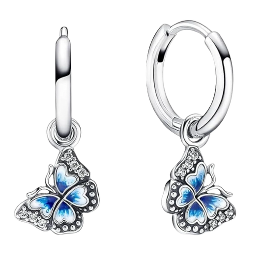 European 925 Silver Star Moon, Butterfly, Red Green Square Earrings, Suitable for Women's Festival Exquisite Charm Jewelry Gifts