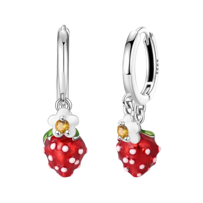 Earrings 925 Silver Original Sunflower Doughnut Strawberry Flower Cherry Earrings Jewelry Women Anniversary Gift