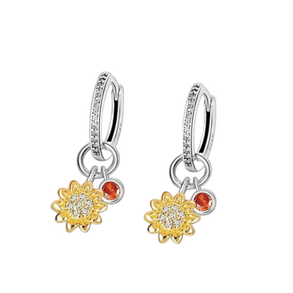 Earrings 925 Silver Original Sunflower Doughnut Strawberry Flower Cherry Earrings Jewelry Women Anniversary Gift