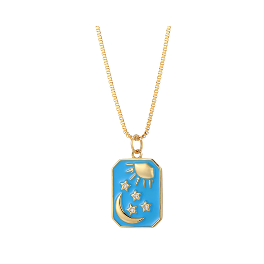 Cute Heart Sun Necklace for Women Gold Color Stainless Steel Long Chains Moon Star Boho Woman's Pendant Collares Choker