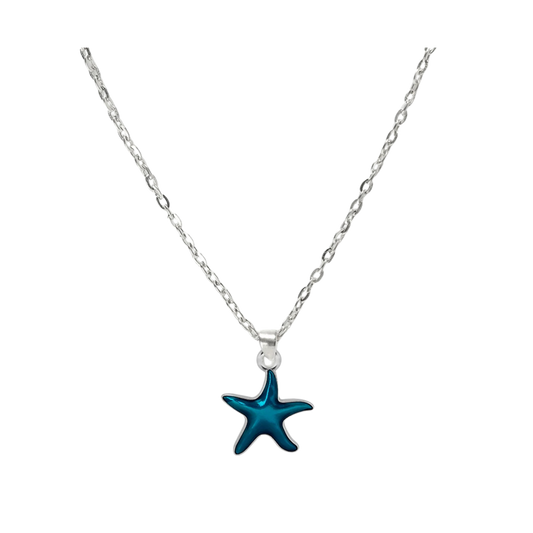 Retro Starfish Pendant Necklace Adjustable Silver Color Alloy Chain Boho Seaside Beach Summer Fashion Jewelry Gift For Women Men