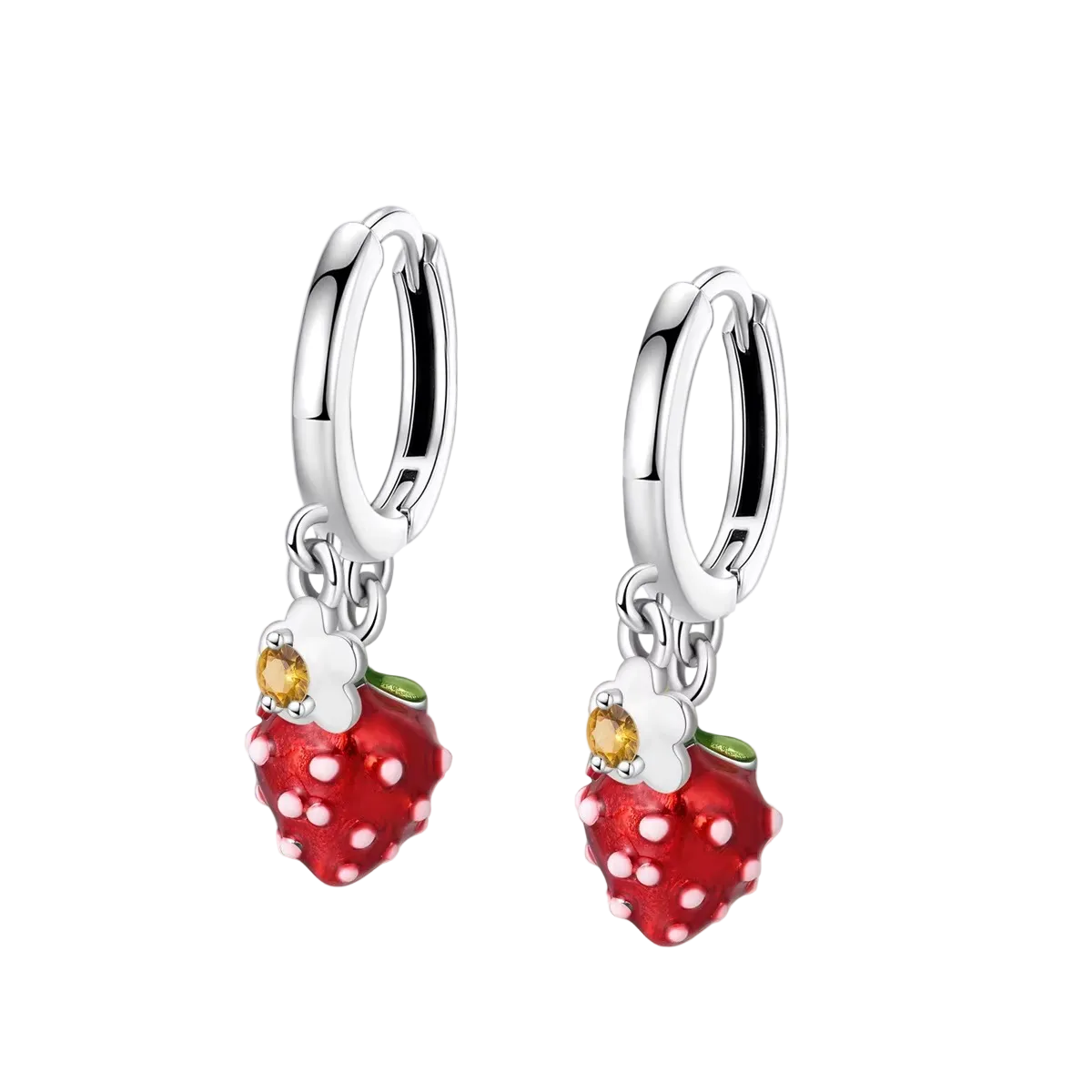 Earrings 925 Silver Original Sunflower Doughnut Strawberry Flower Cherry Earrings Jewelry Women Anniversary Gift