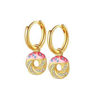 Earrings 925 Silver Original Sunflower Doughnut Strawberry Flower Cherry Earrings Jewelry Women Anniversary Gift